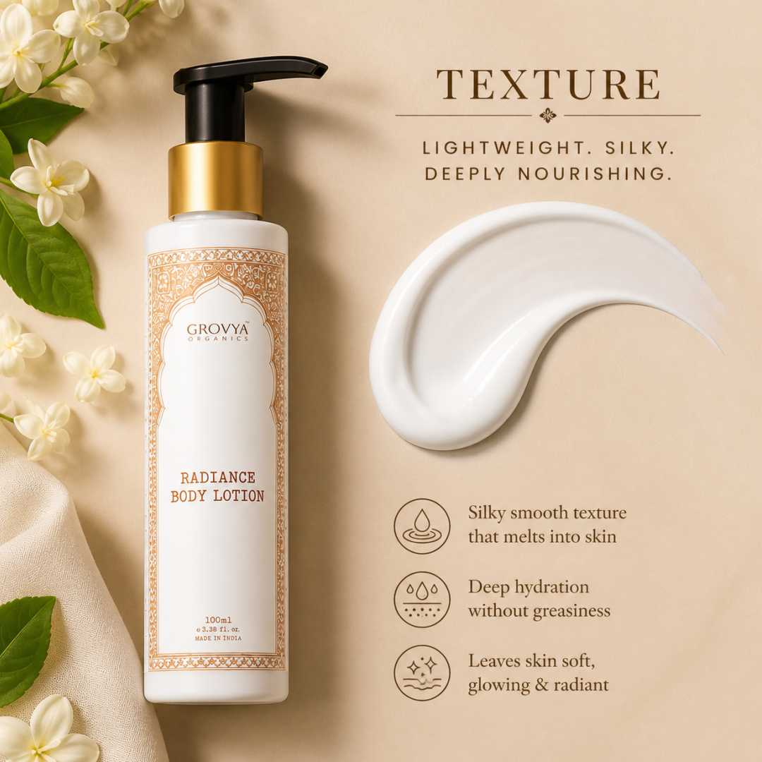 Radiance Body Lotion | Ayurvedic Body Lotion with Almond, Wheatgerm, Mulberry, Ricebran, Jasmine & Mogra Extracts | Body Care Lotion | 100 ml
