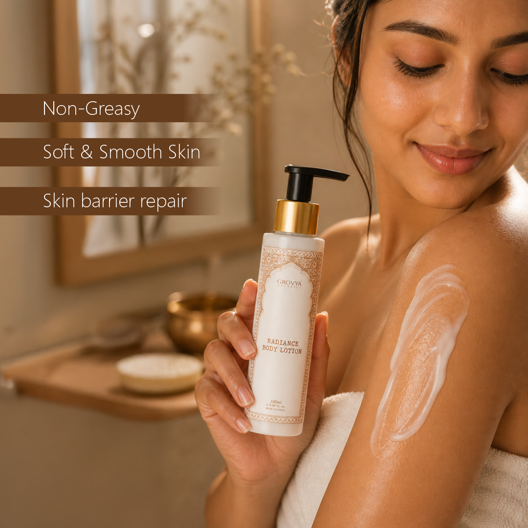 Radiance Body Lotion | Ayurvedic Body Lotion with Almond, Wheatgerm, Mulberry, Ricebran, Jasmine & Mogra Extracts | Body Care Lotion | 100 ml