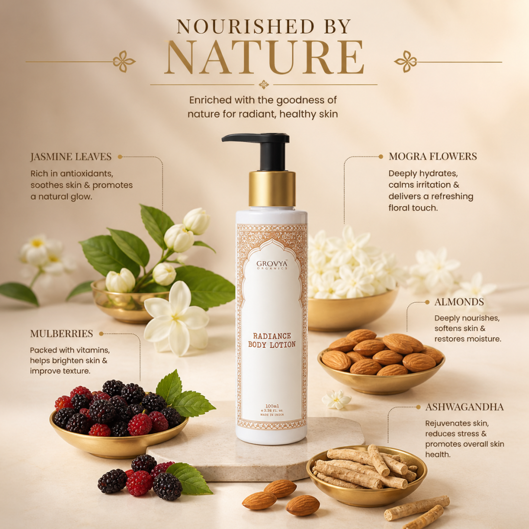 Radiance Body Lotion | Ayurvedic Body Lotion with Almond, Wheatgerm, Mulberry, Ricebran, Jasmine & Mogra Extracts | Body Care Lotion | 100 ml