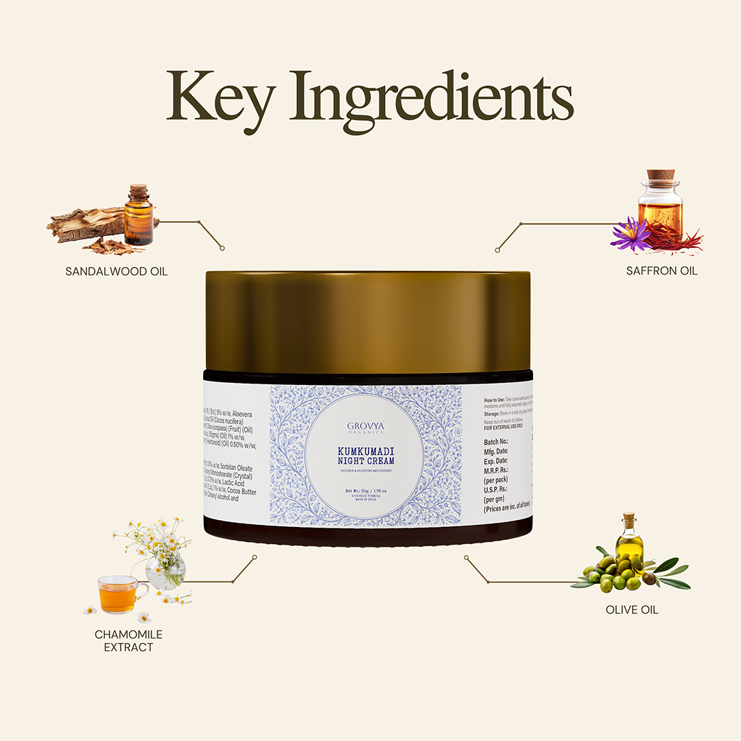 Kumkumadi Night Cream | Ayurvedic Face Cream with Kumkumadi Oil, Saffron & Herbal Oils | Radiance & Brightening Night Cream | 45 g