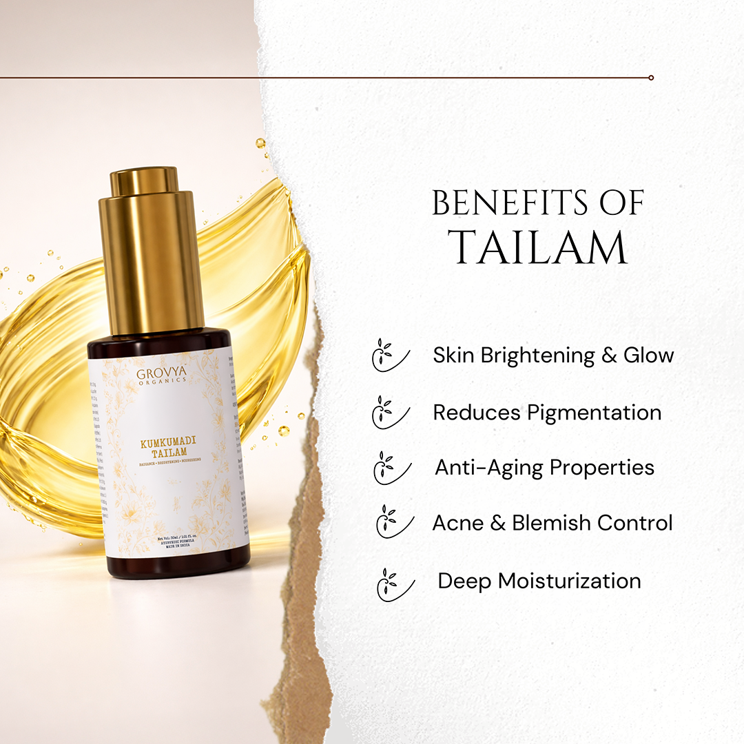 Kumkumadi Tailam | Natural Facial Oil for Radiance, Skin Nourishment & Evening Skin Tone | 30 ml