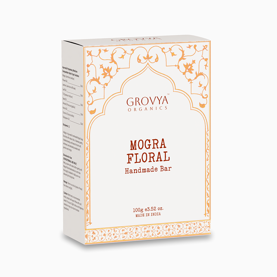 Mogra Floral Handmade Bar | Luxury Ayurvedic Floral Soap with Jasmine & Almond Oil  100 g