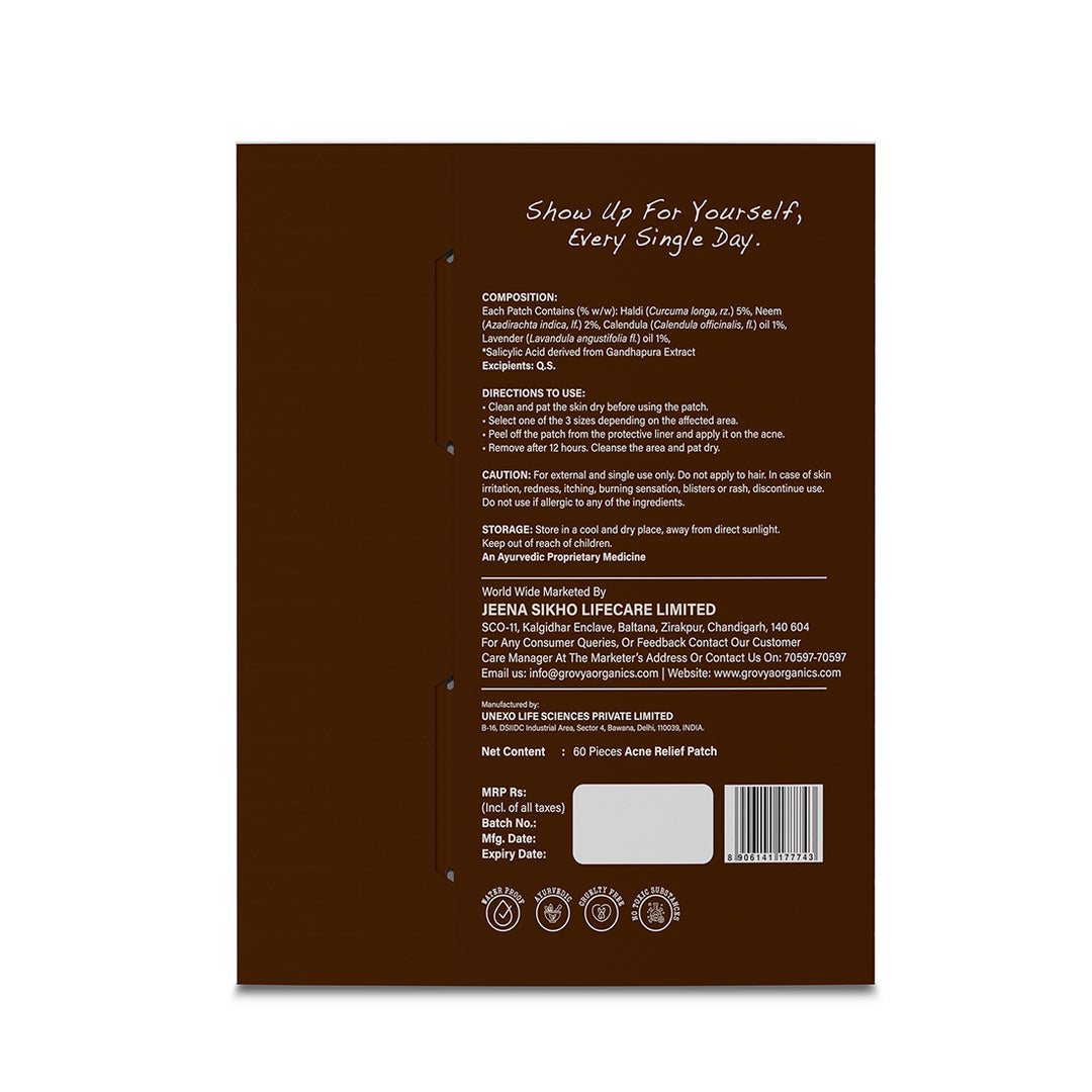 Pimple Patch | Hydrocolloid Acne Patch with Turmeric, Neem & Calendula | Salicylic Acid Acne Spot Patch for Face | Invisible Overnight Pimple Stickers, 30 Patches (8 mm, 10 mm & 12 mm)