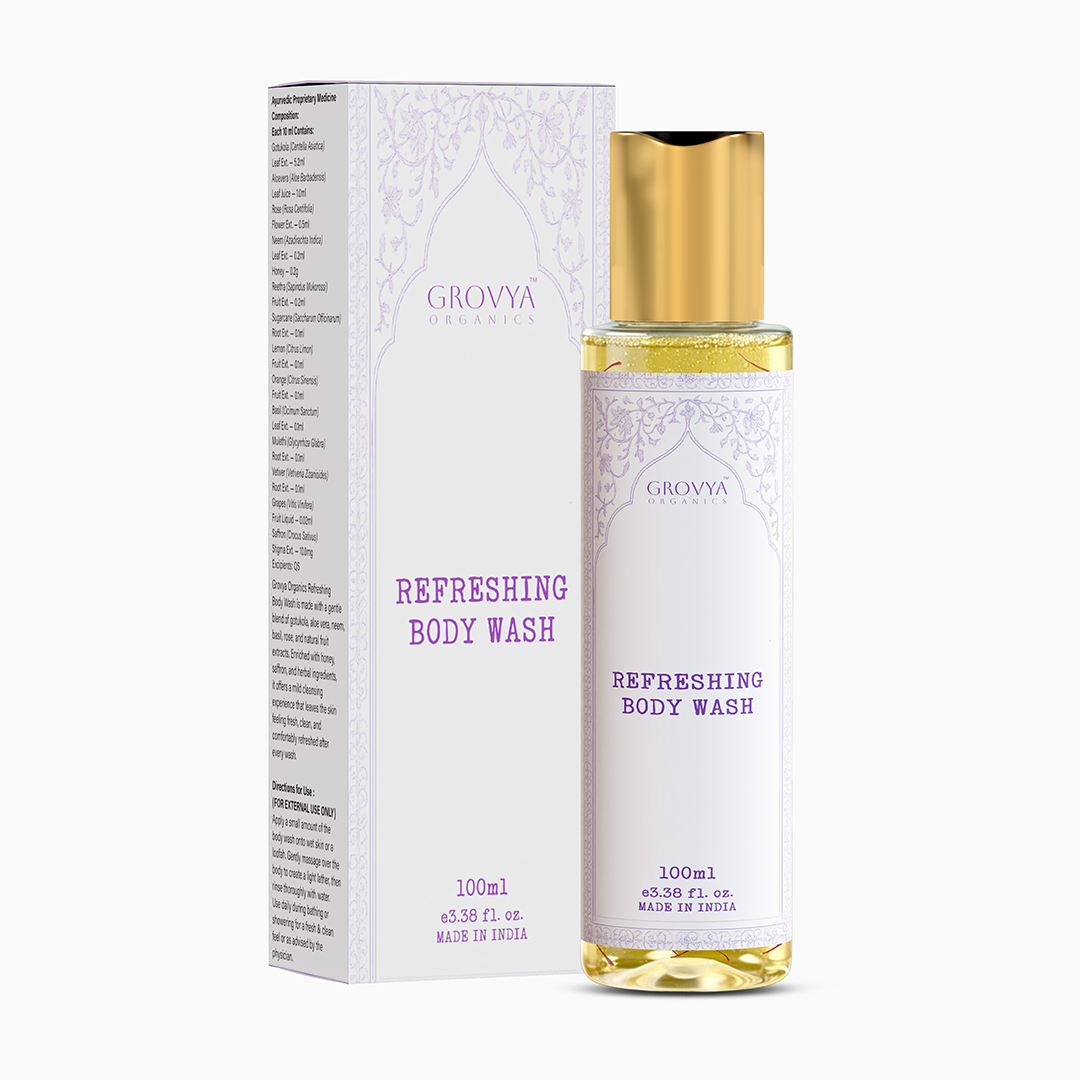 Body Wash | Ayurvedic  Formula with Aloe Vera, Neem & Rose | Mild Daily Cleansing & Fresh Feel | 100 ml