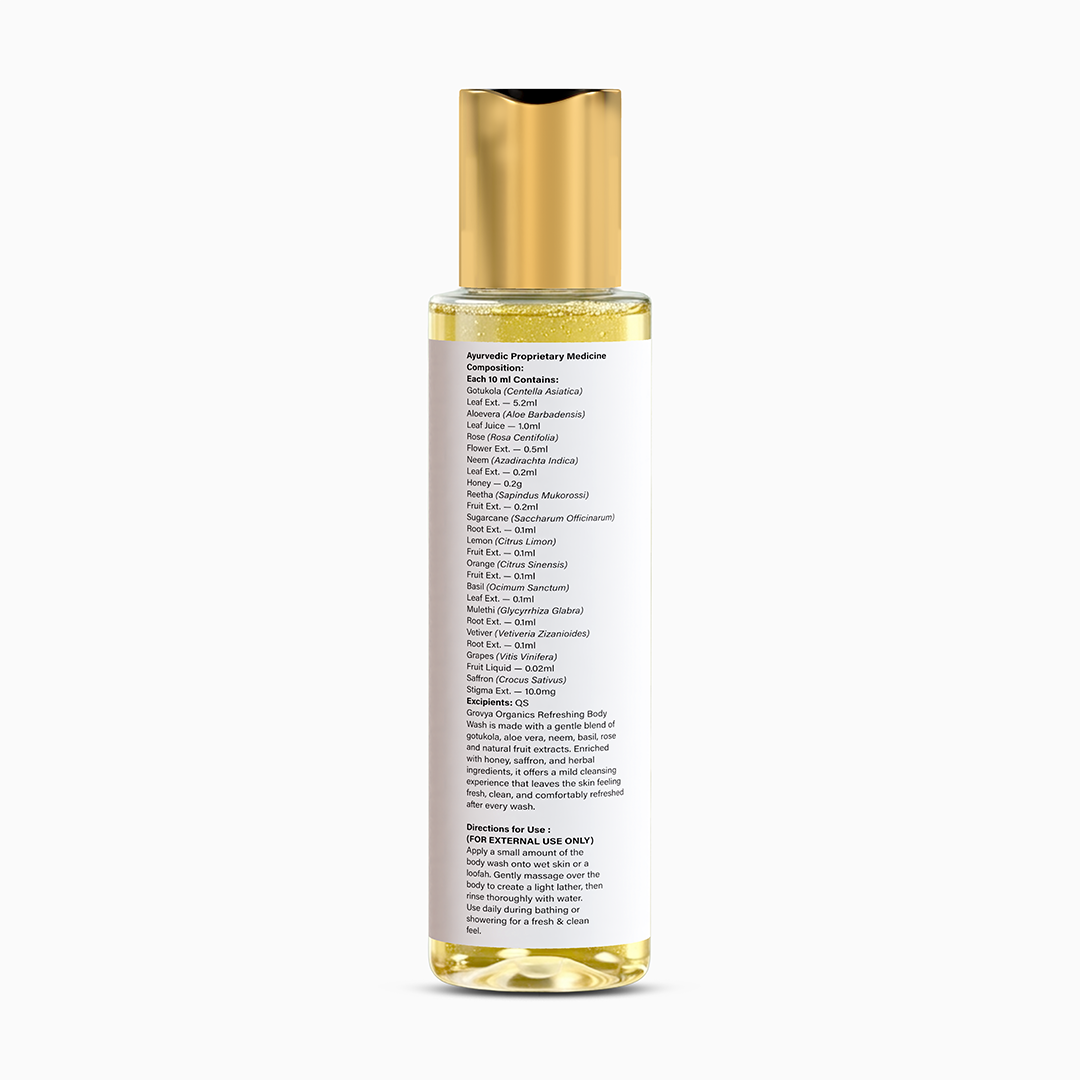 Body Wash | Ayurvedic  Formula with Aloe Vera, Neem & Rose | Mild Daily Cleansing & Fresh Feel | 100 ml