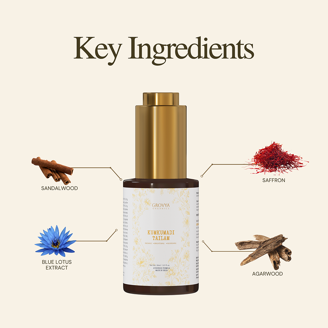 Kumkumadi Tailam | Natural Facial Oil for Radiance, Skin Nourishment & Evening Skin Tone | 30 ml